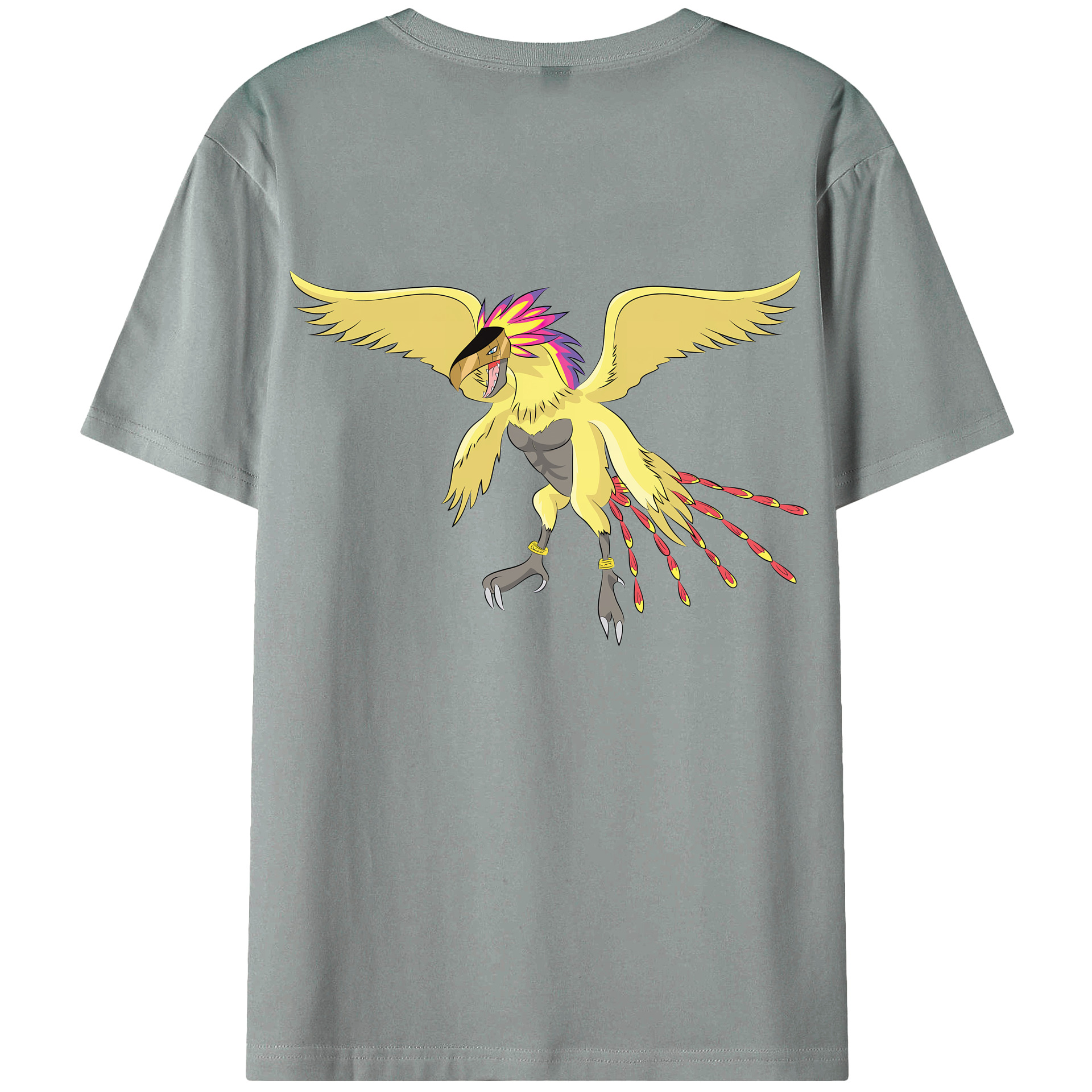 （画像用） Digimon デジタルモンスター/デジモン 綿100％ メンズ半袖Tシャツ（バックプリント） 通気性